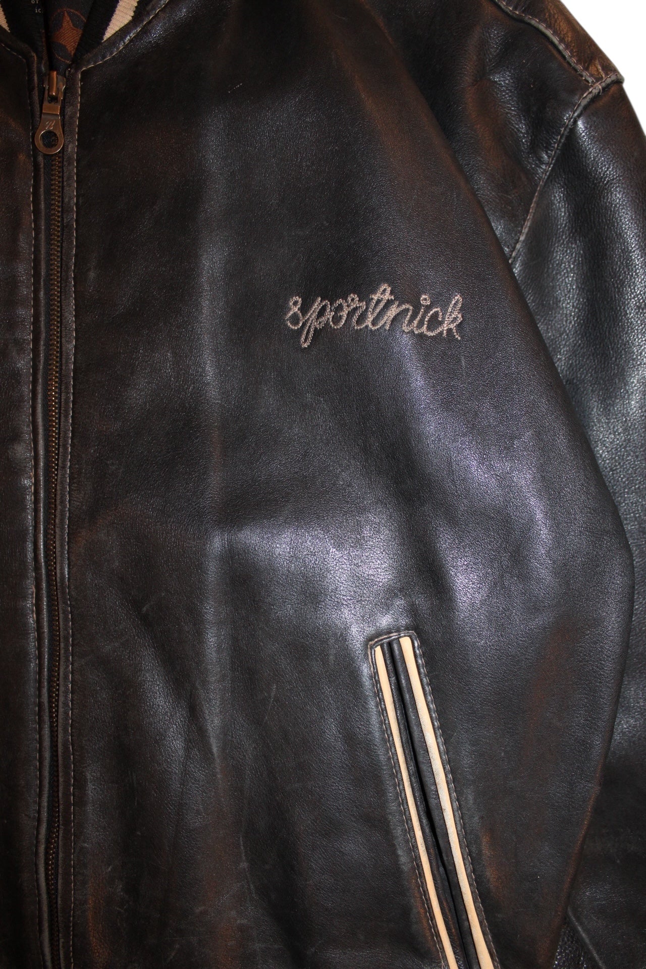 Sportnick Mens Leather Bomber Jacket (Size L)