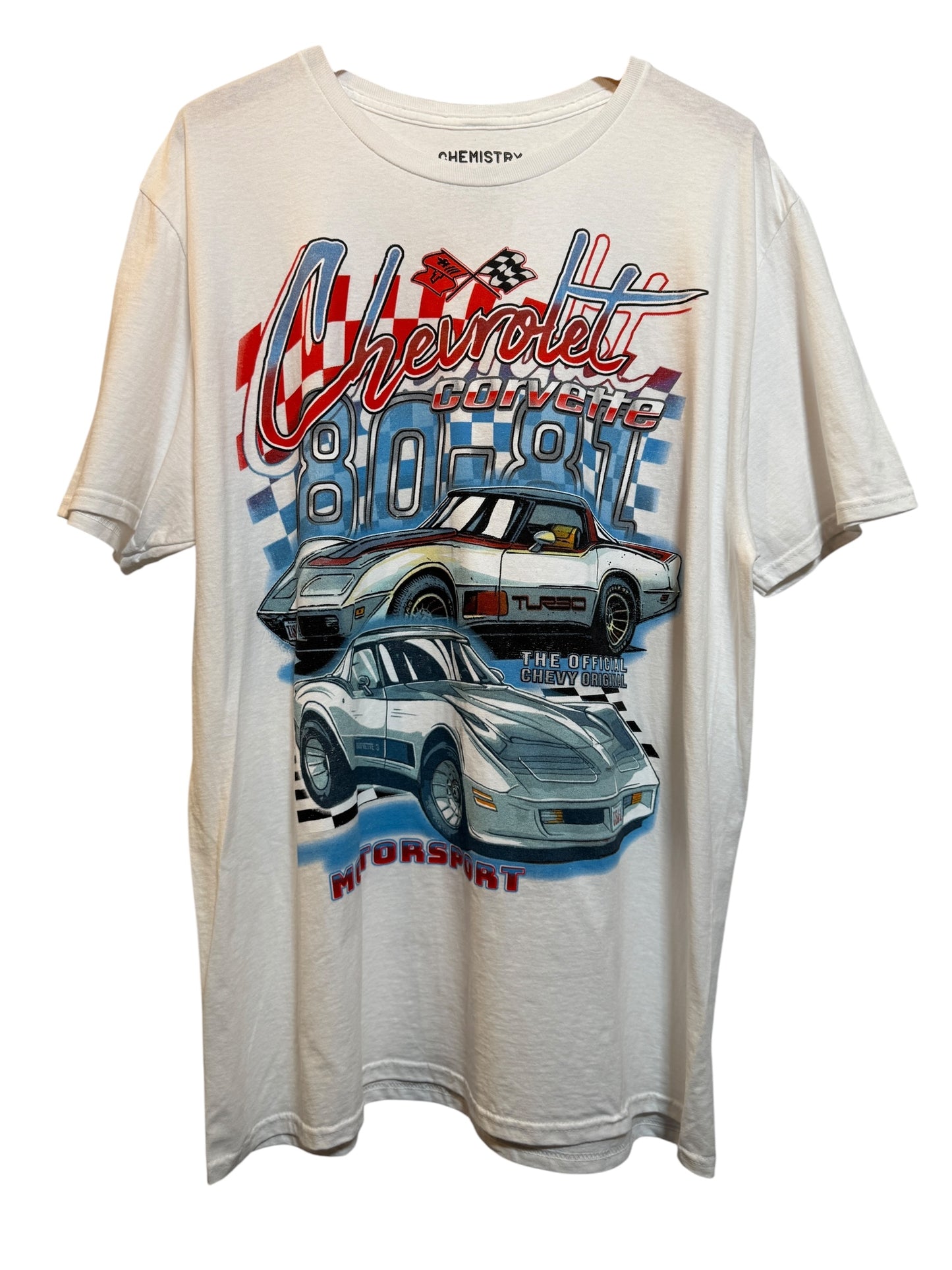 Corvette Mens White T Shirt (Size XL)