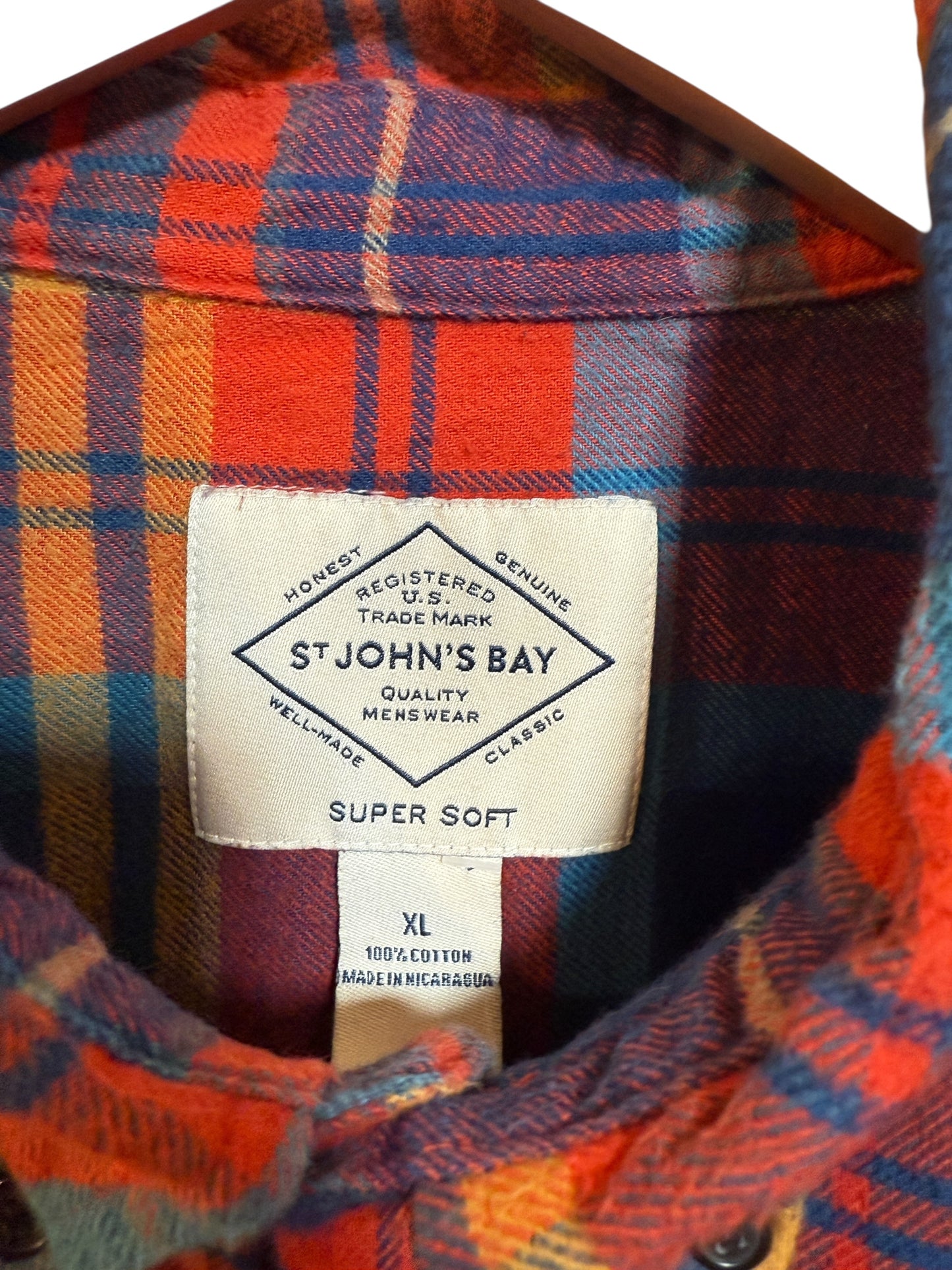 St Johns Bay Mens Red Flannel Shirt (Size XL)