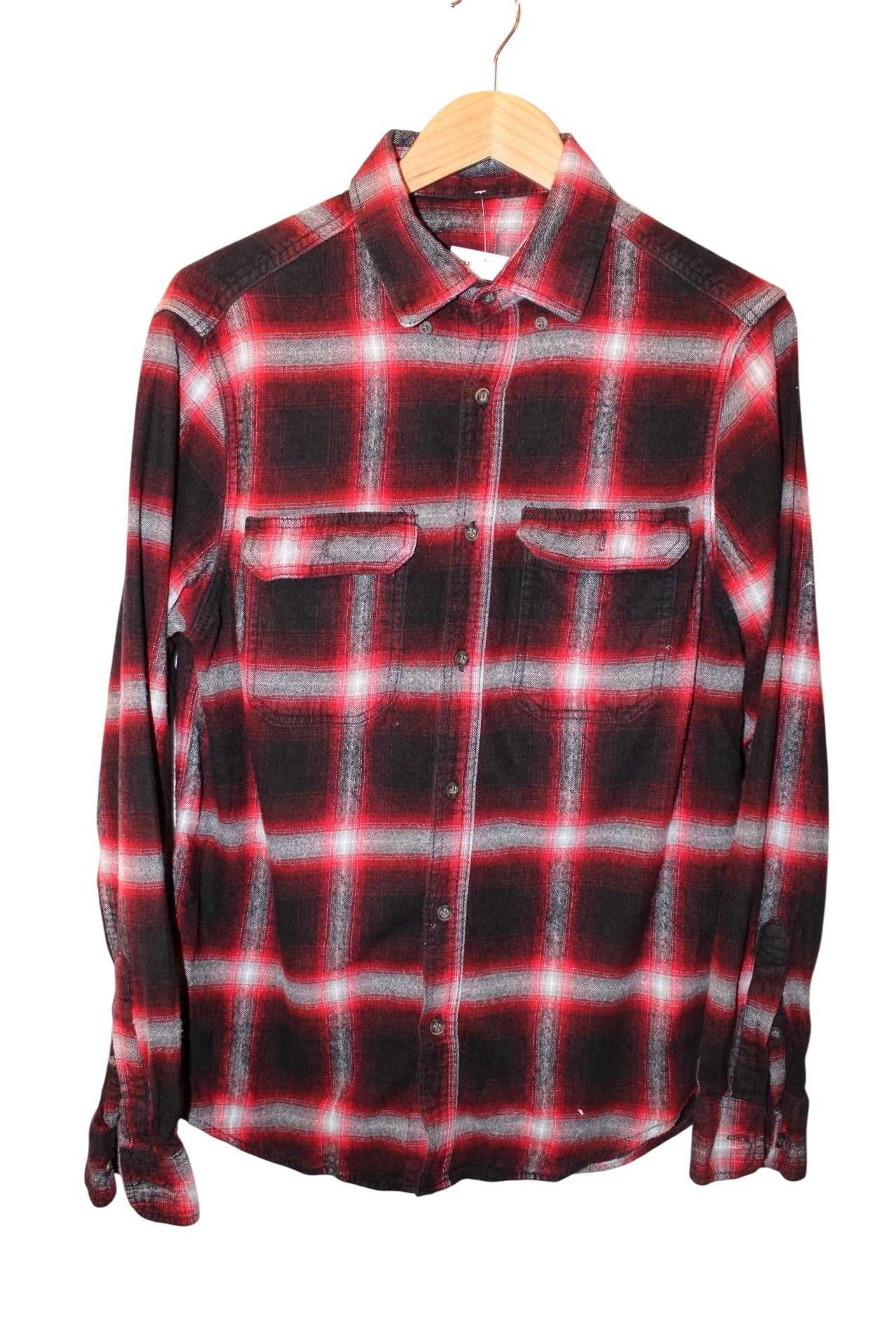 Plaid Red Mens Flannel Shirt (Size M)
