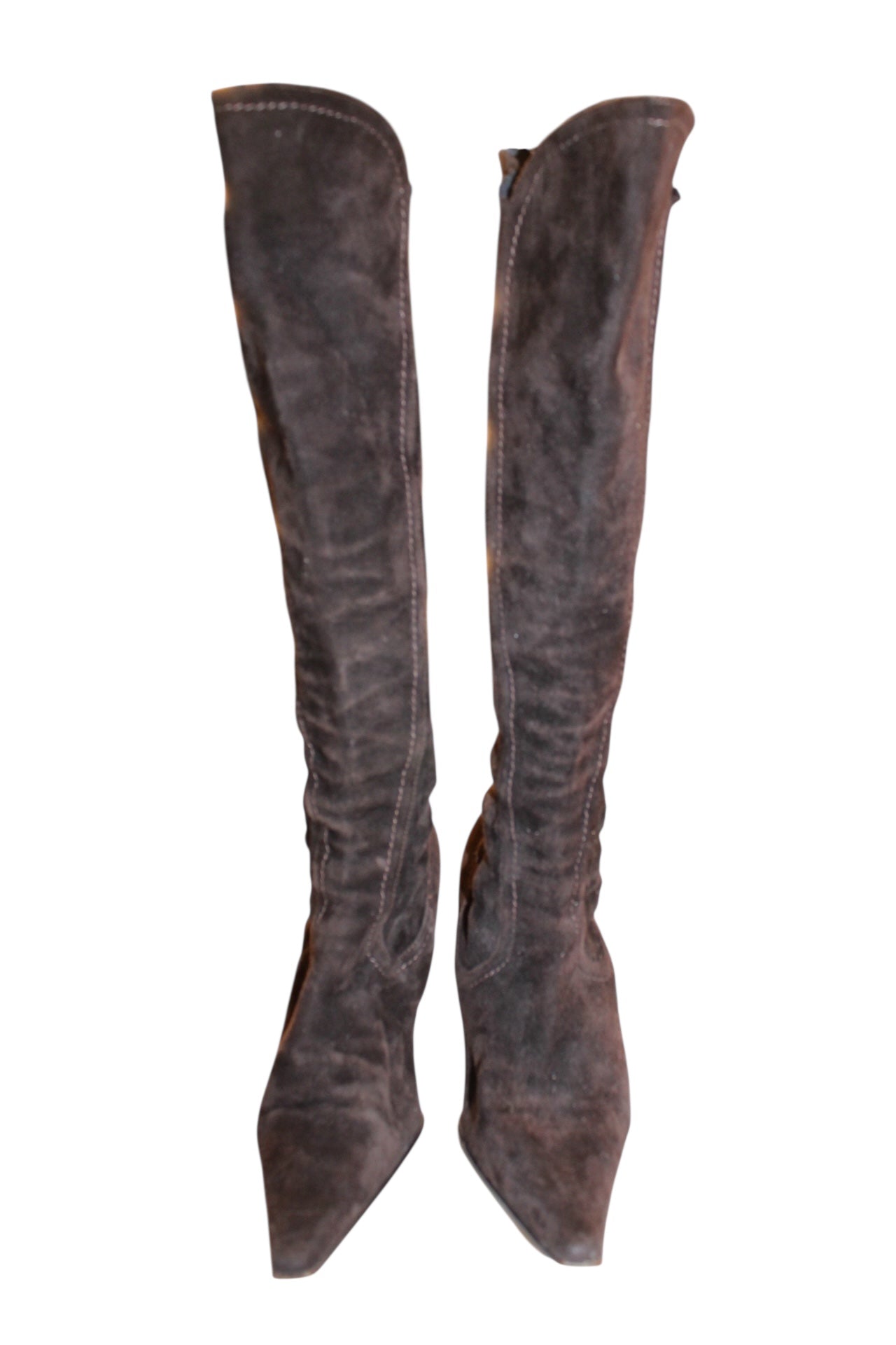 Brown Suede Heeled Boots (Size 4.5)