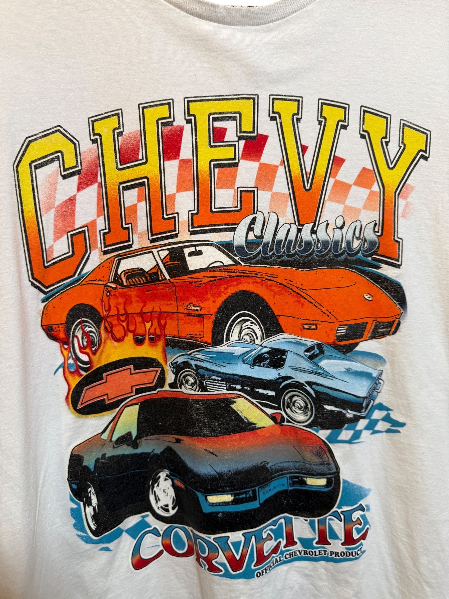 Chevy Corvette Mens White T Shirt (Size XL)