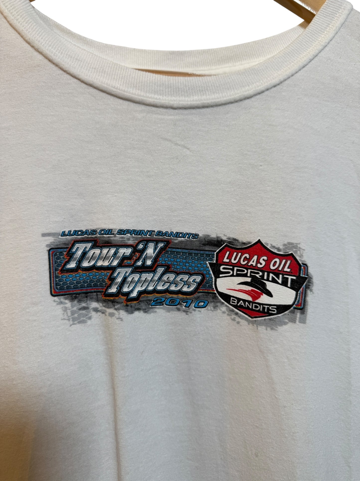 Tour 'N Topless Mens White T Shirt (Size L)
