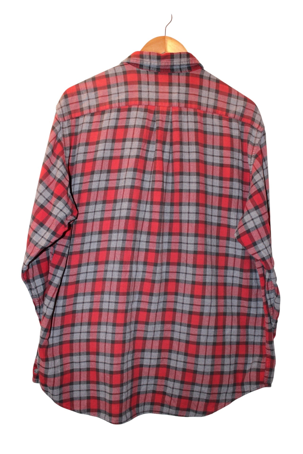 Eddie Bauer Mens Red Plaid Flannel Shirt (Size L)