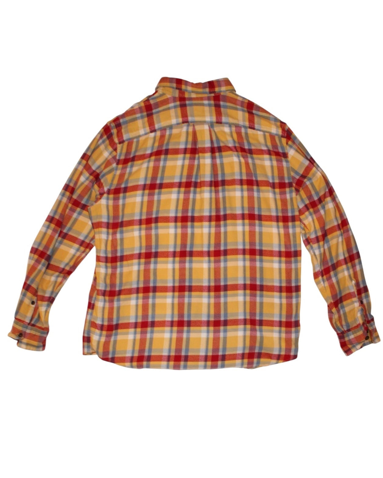 Lands' End Mens Yellow Plaid Flannel Shirt (Size L)