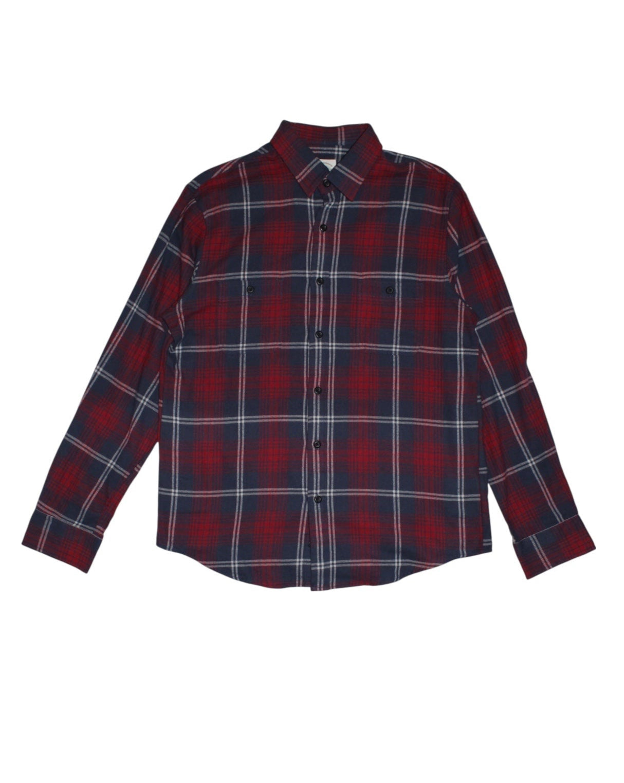 True Craft Mens Red Plaid Flannel Shirt (Size L)