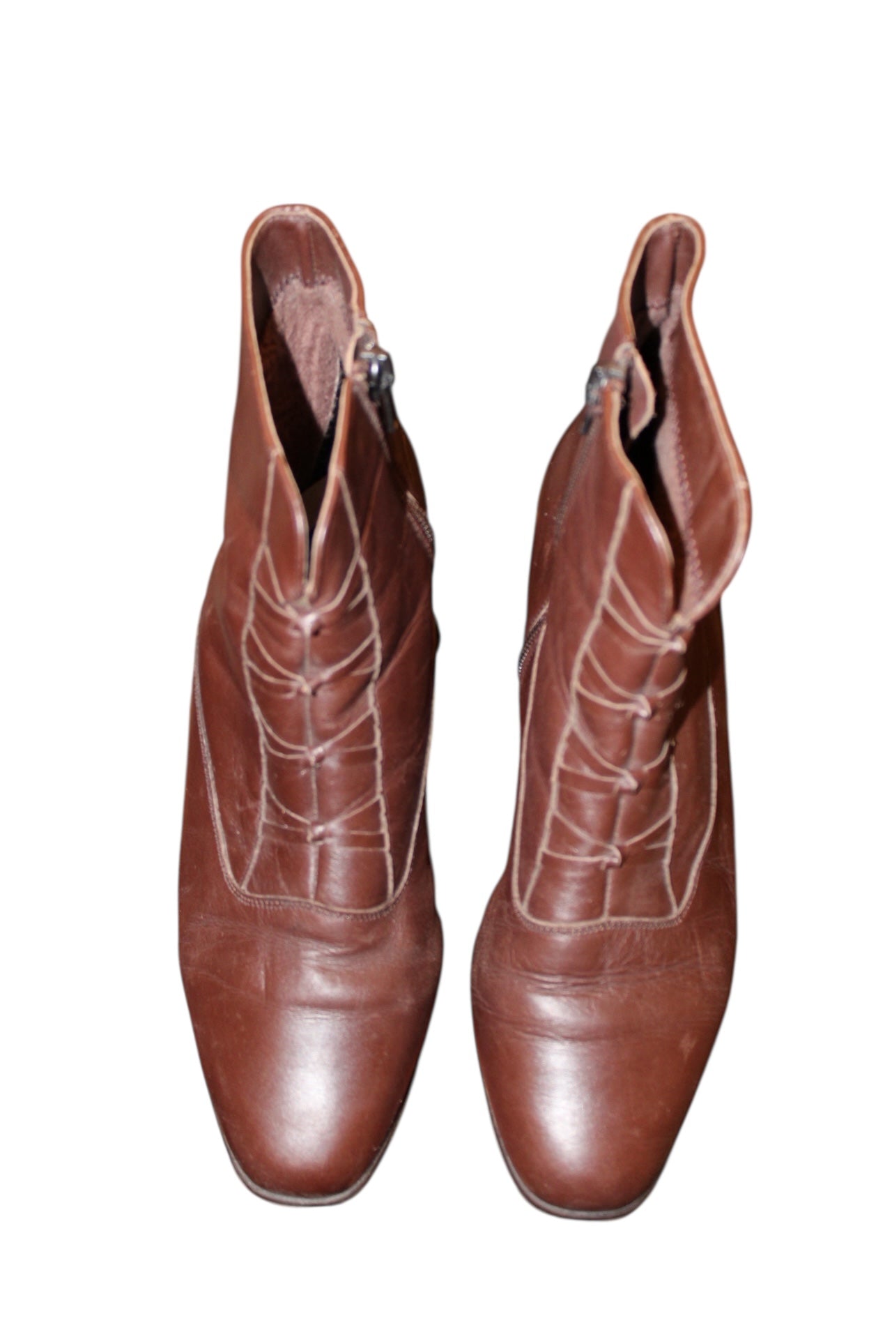 Brown Leather Wedge Boots (Size 5.5)