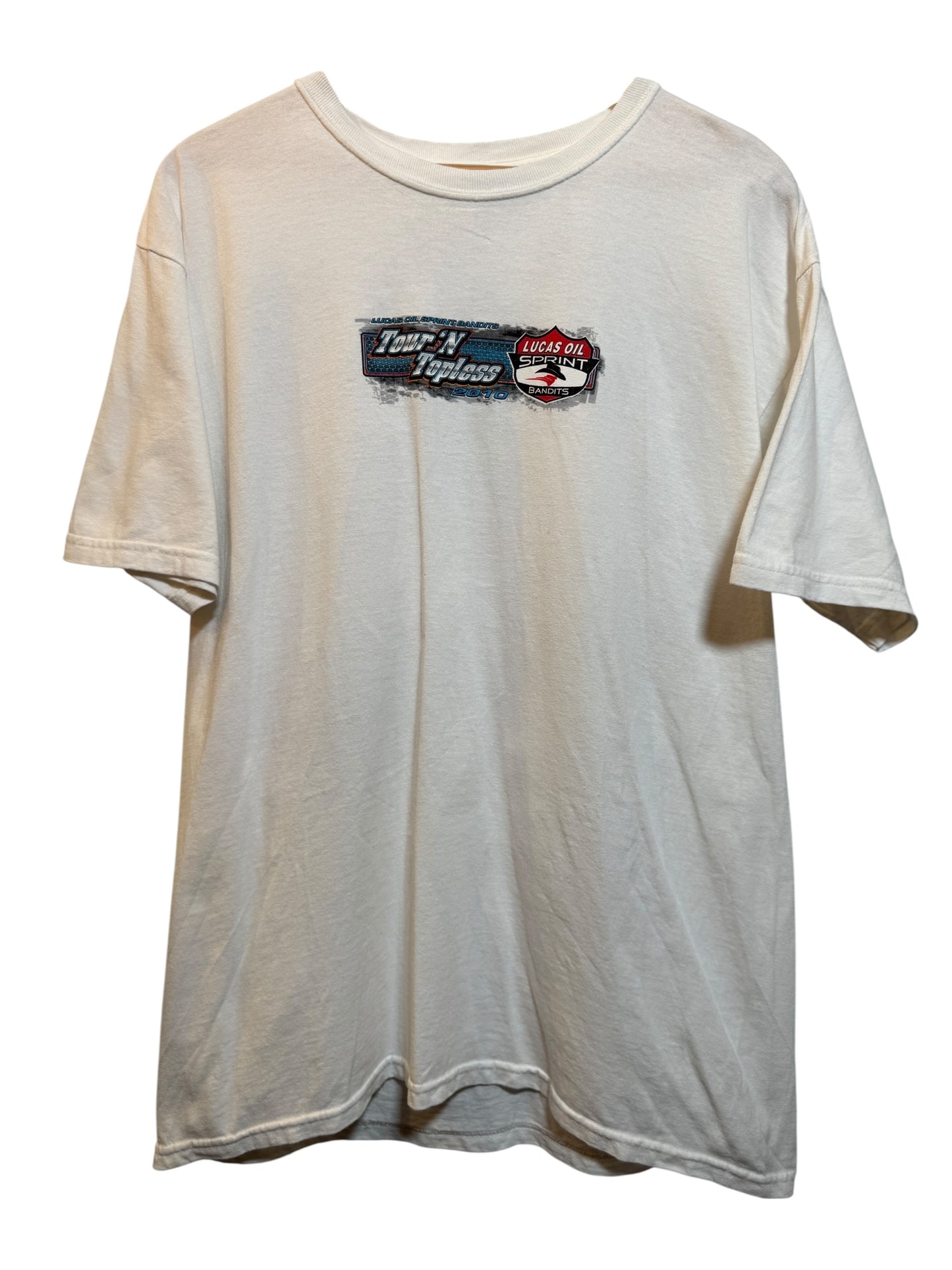 Tour 'N Topless Mens White T Shirt (Size L)