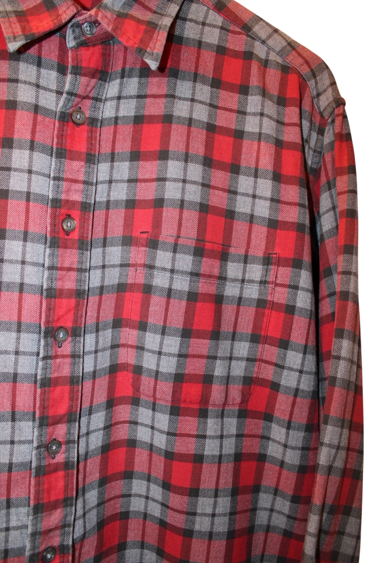 Eddie Bauer Mens Red Plaid Flannel Shirt (Size L)