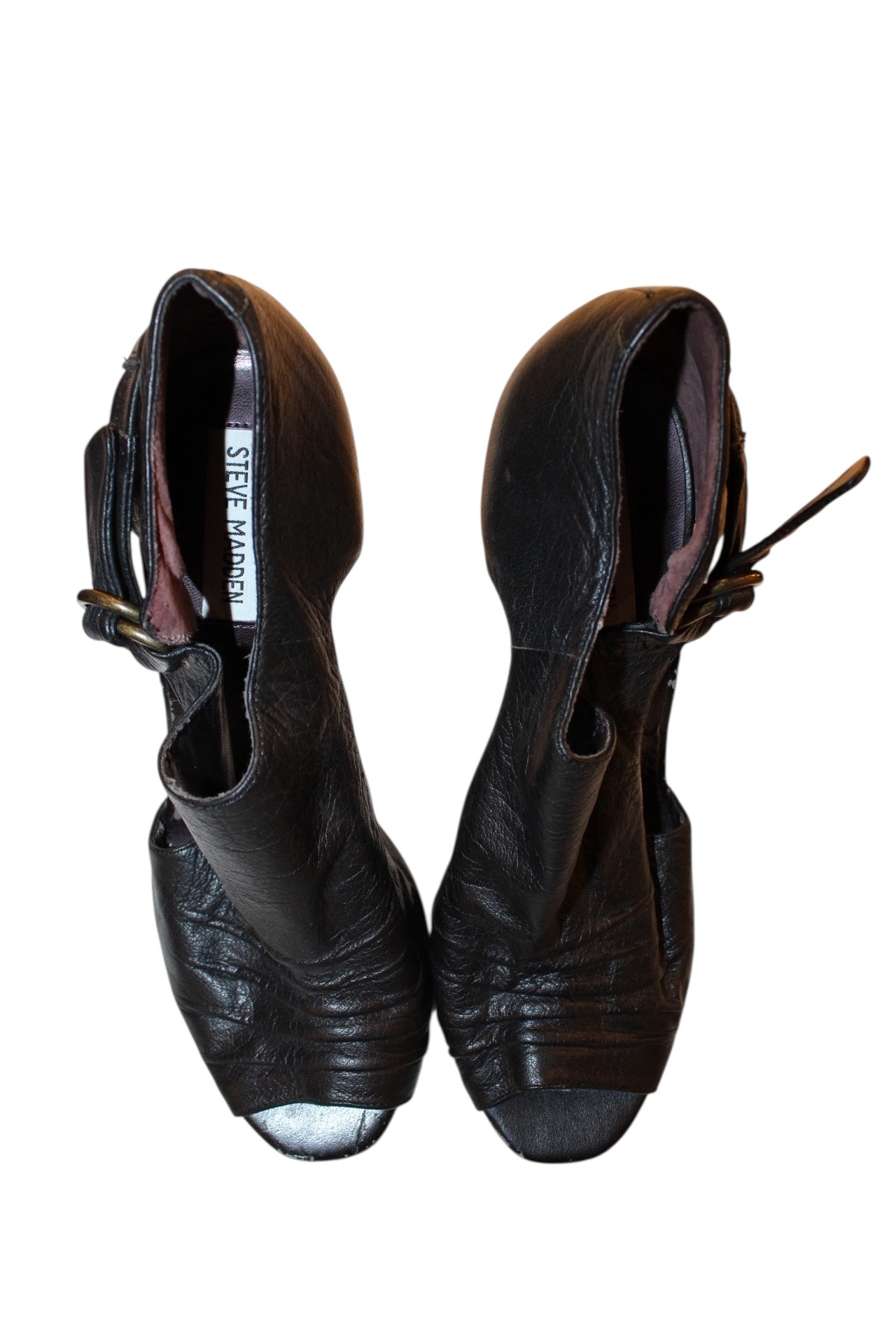 Steve Madden Black Leather Heels (Size 9.5)