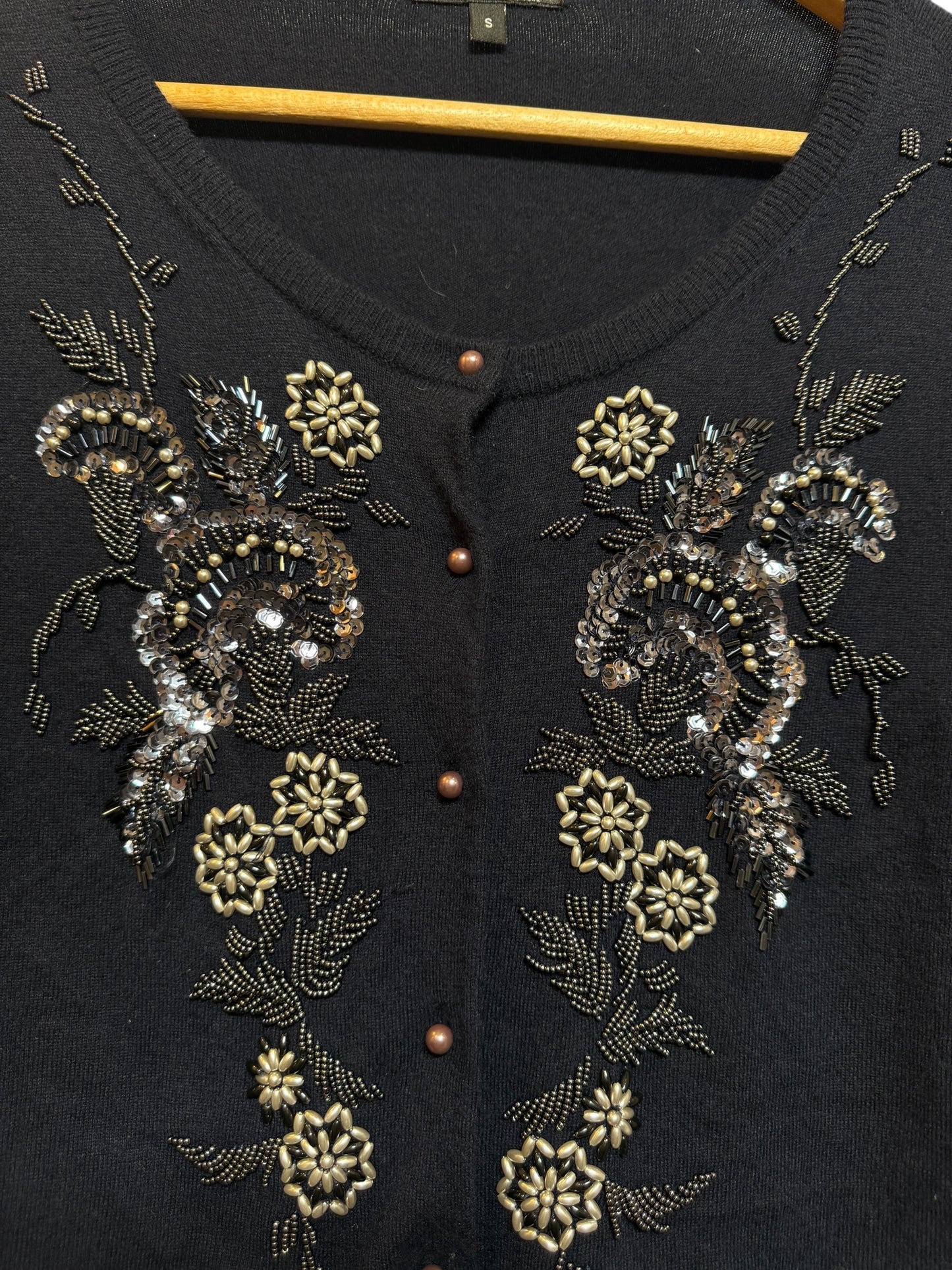 Anne Klein Women's Embellished Black Blouse (Size S)