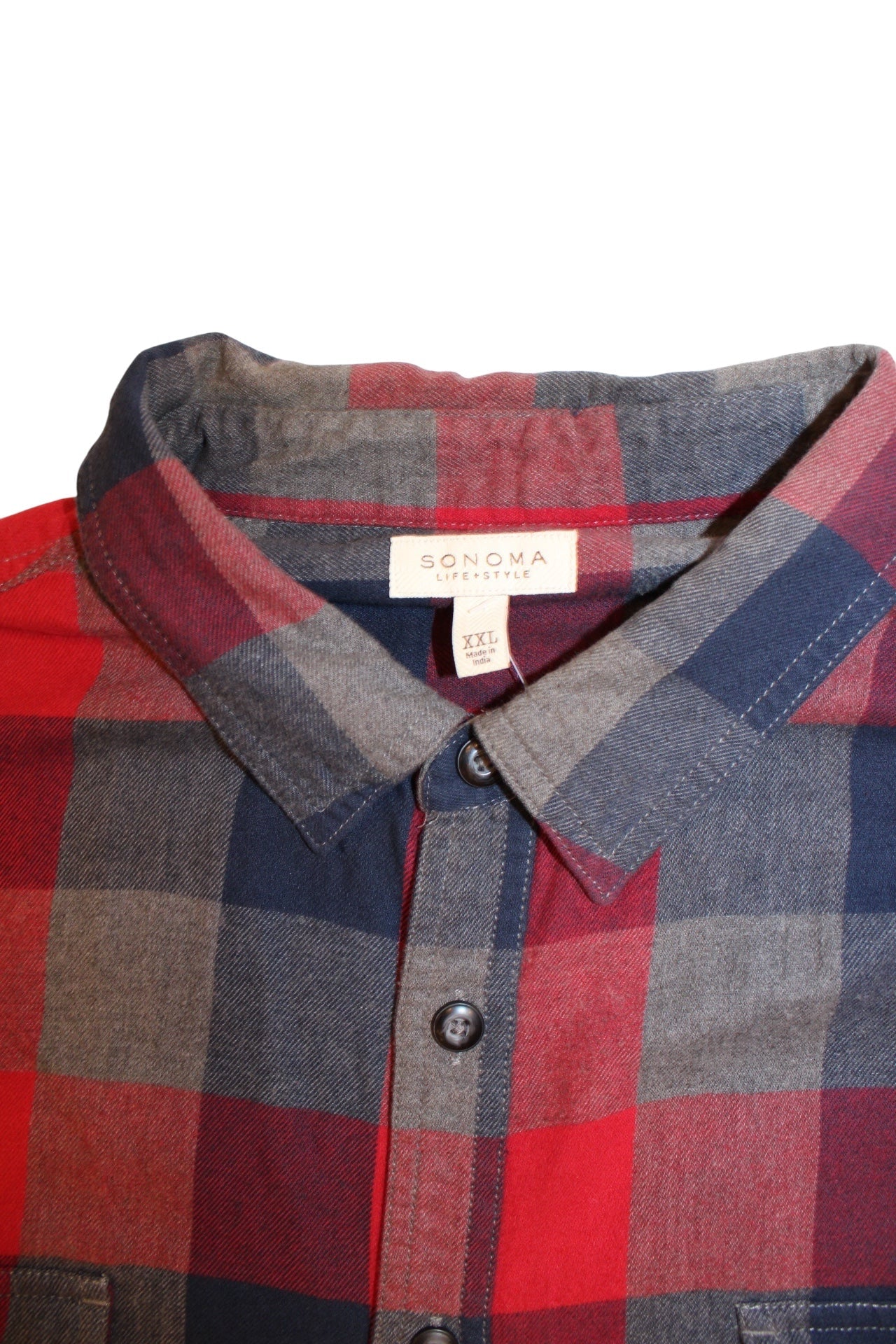 Sonoma Mens Red Plaid Flannel Shirt (Size XXL)
