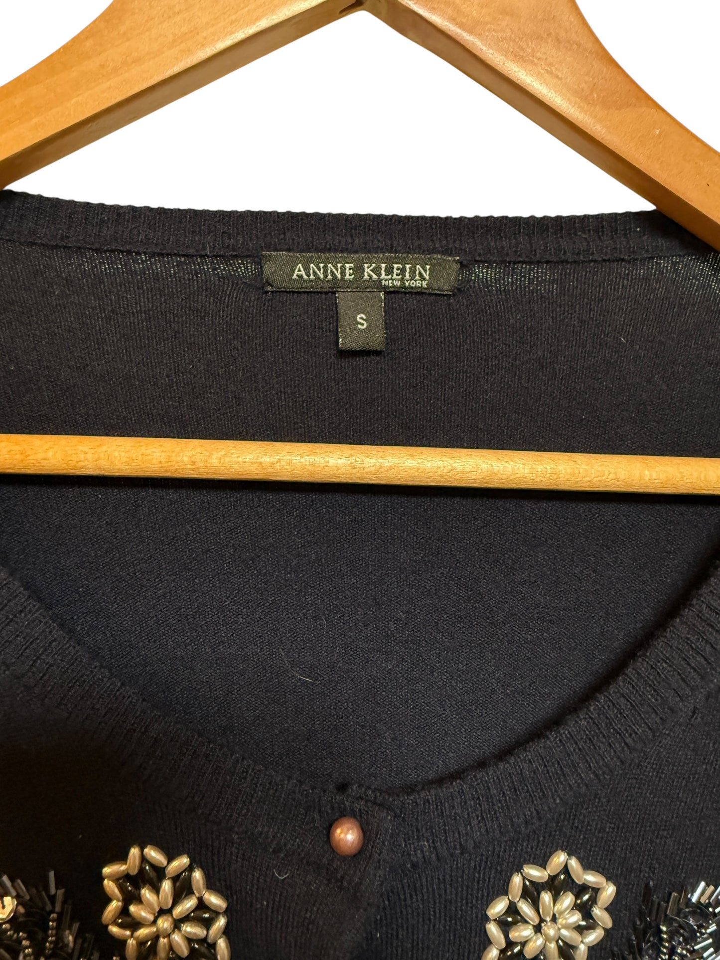 Anne Klein Women's Embellished Black Blouse (Size S)