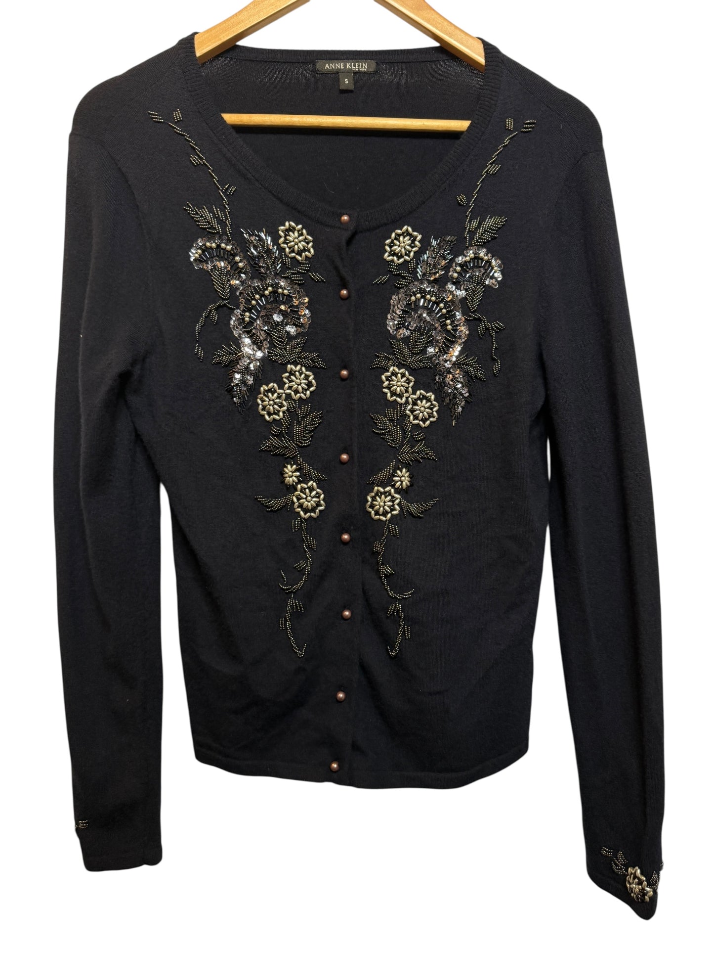 Anne Klein Women's Embellished Black Blouse (Size S)