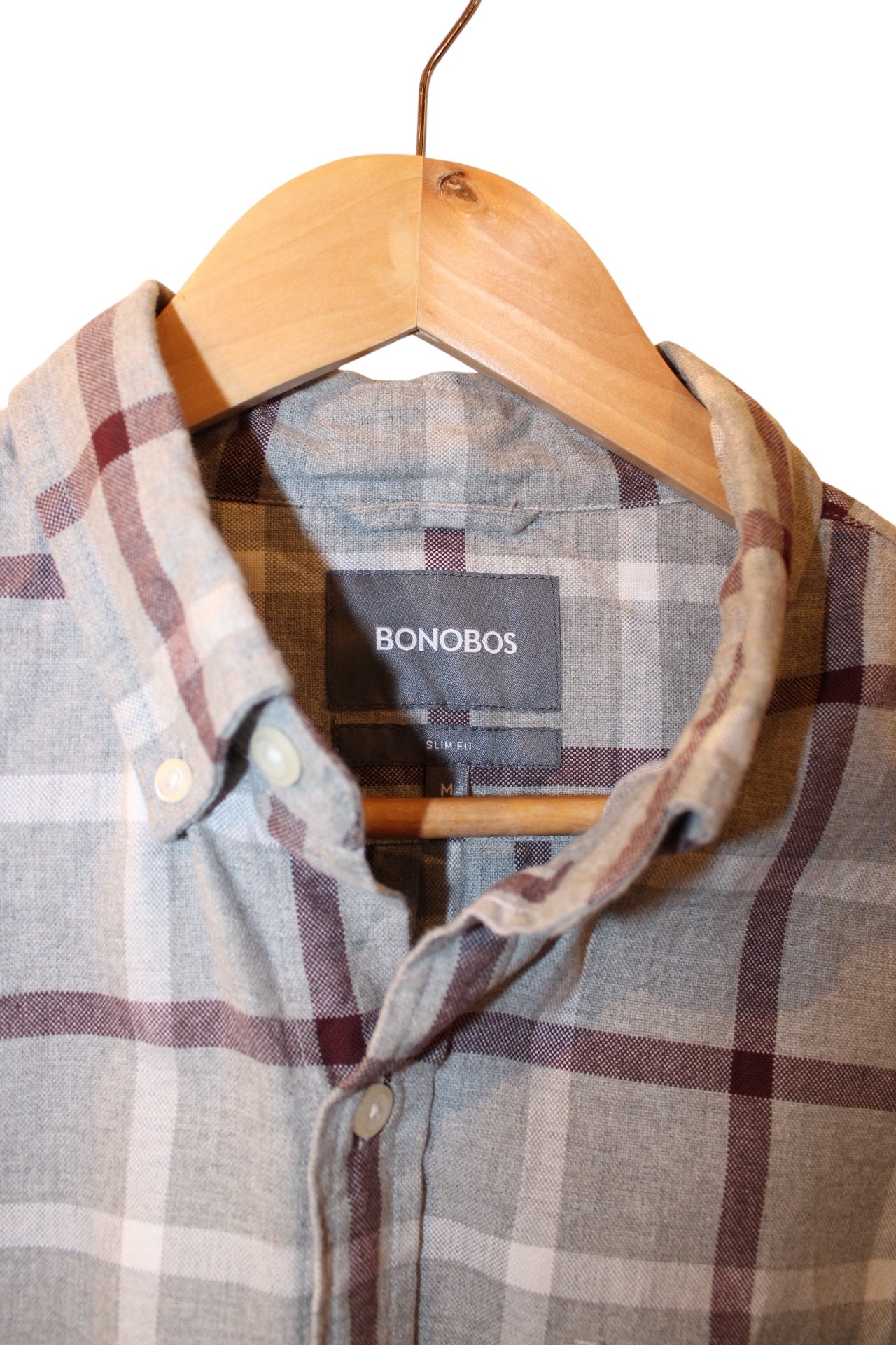 Bonobos Mens Grey Plaid Flannel Shirt (Size M)