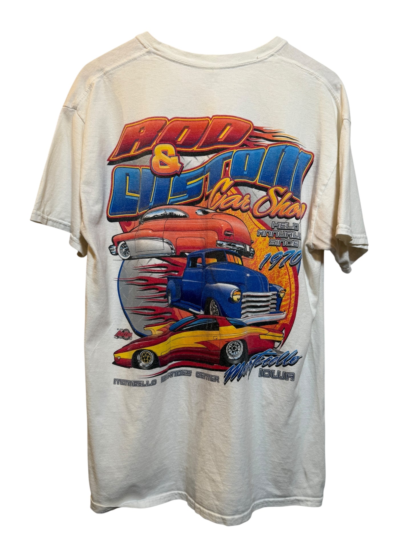 Rod & Custom Mens White T Shirt (Size L)