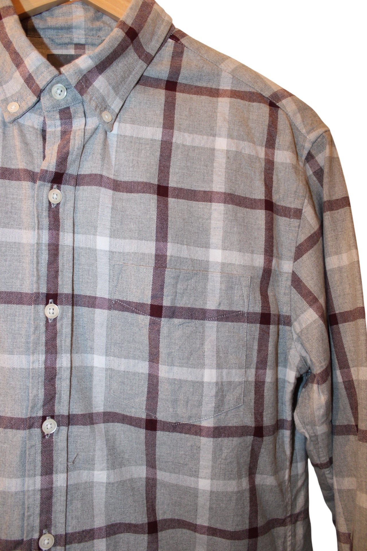 Bonobos Mens Grey Plaid Flannel Shirt (Size M)