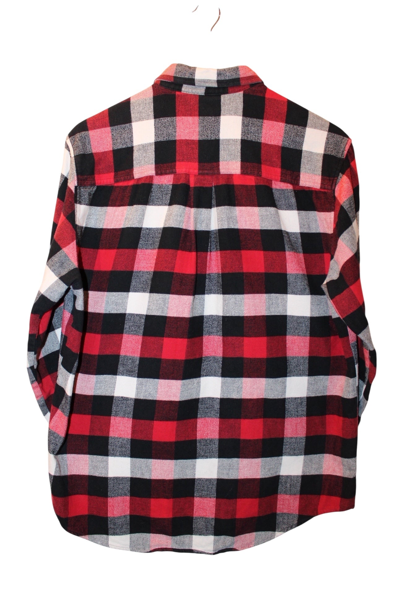 John Bartlett Mens Red White Plaid Flannel Shirt (Size M)