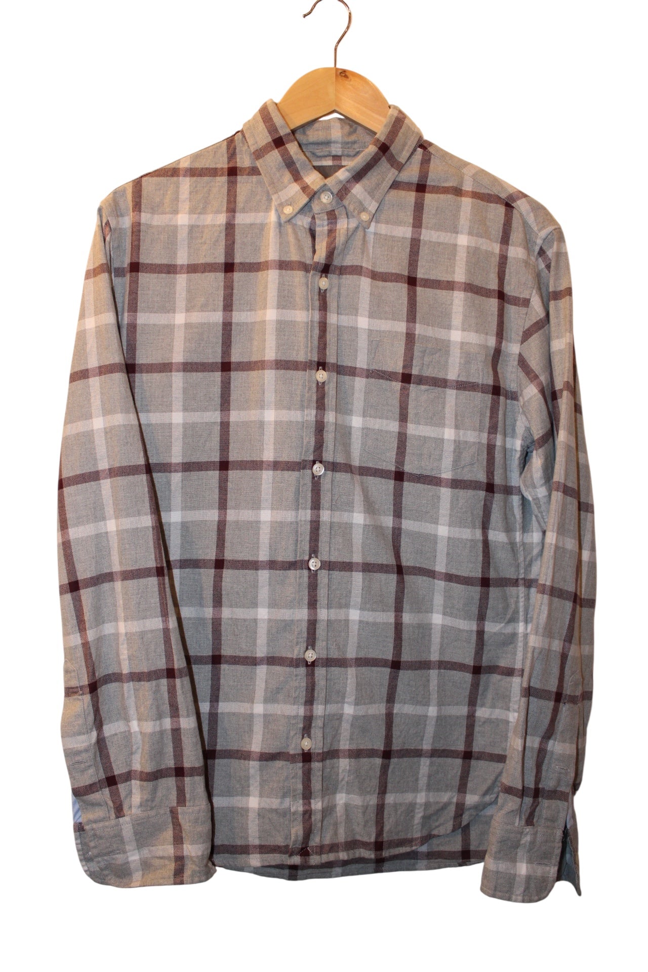 Bonobos Mens Grey Plaid Flannel Shirt (Size M)