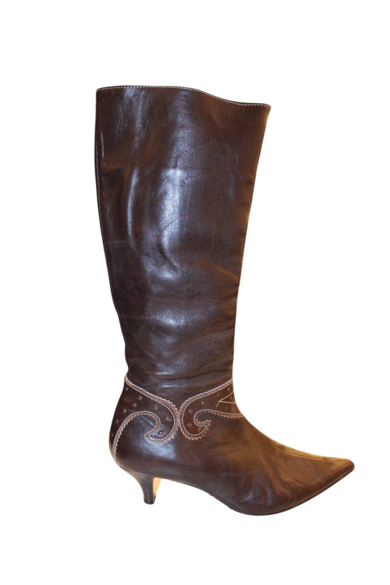 Brown Leather Tall Boots (Size 5)