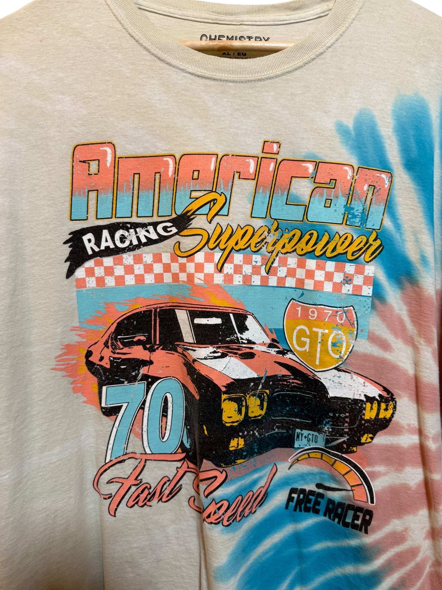 American Racing Mens Tie Dye T Shirt (Size XL)