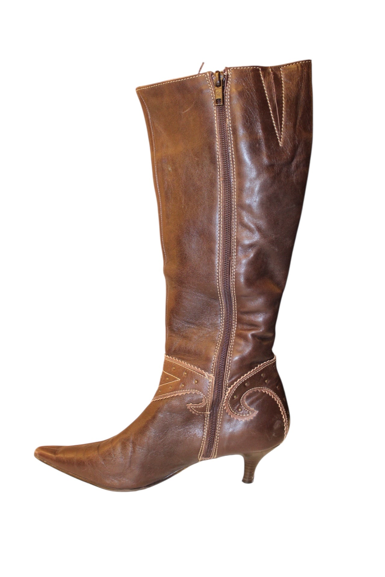 Brown Leather Tall Boots (Size 5)