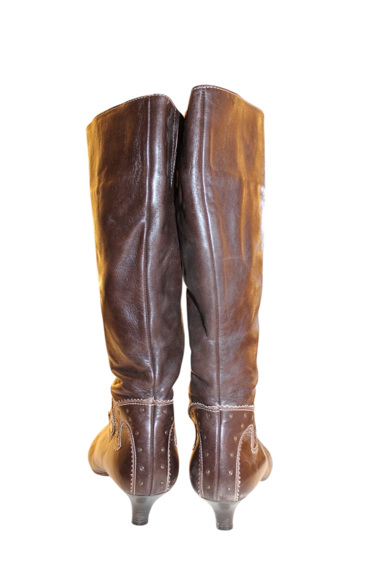 Brown Leather Tall Boots (Size 5)