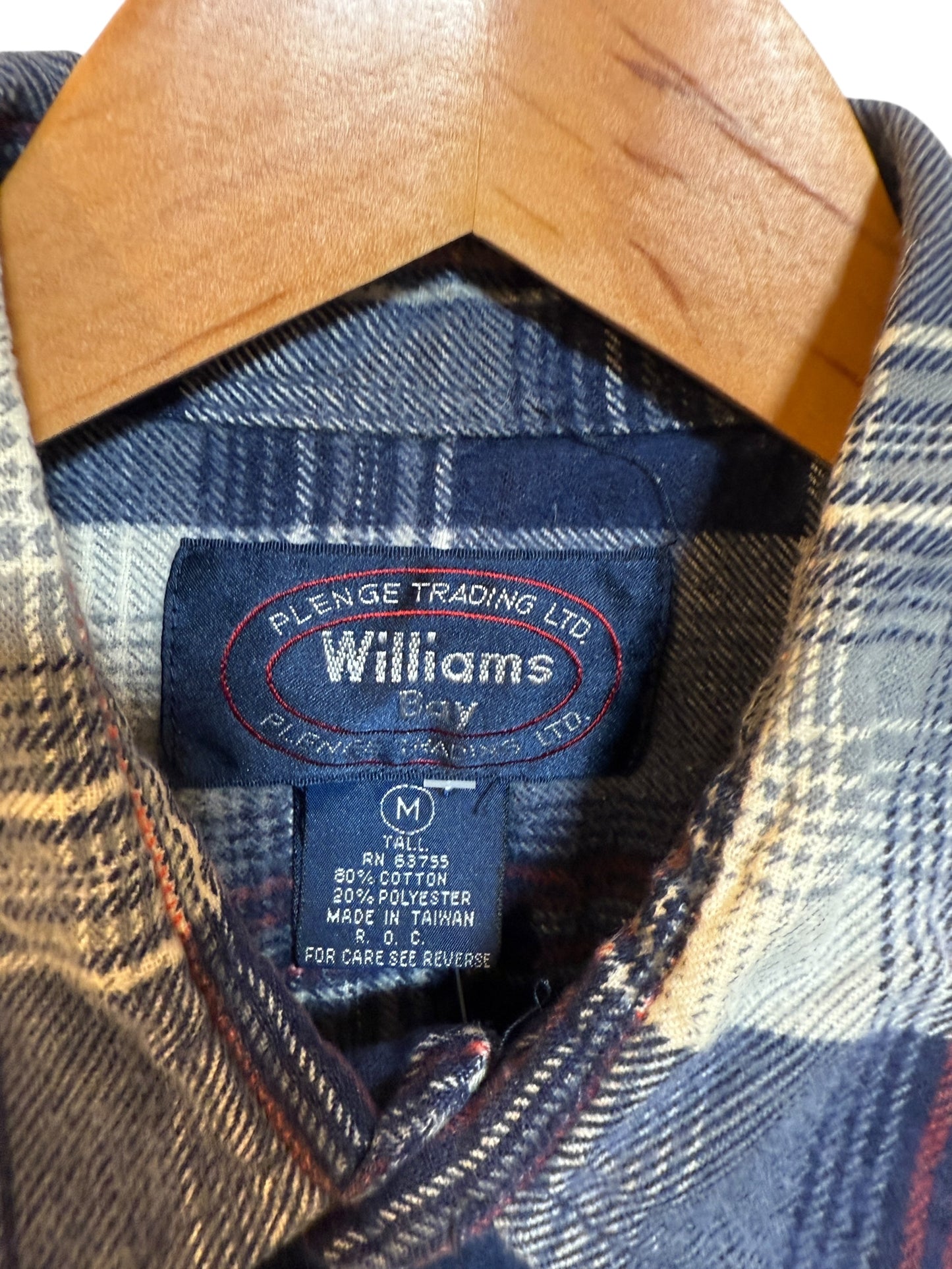 Williams Bay Mens Blue Plaid Flannel Shirt (Size M)