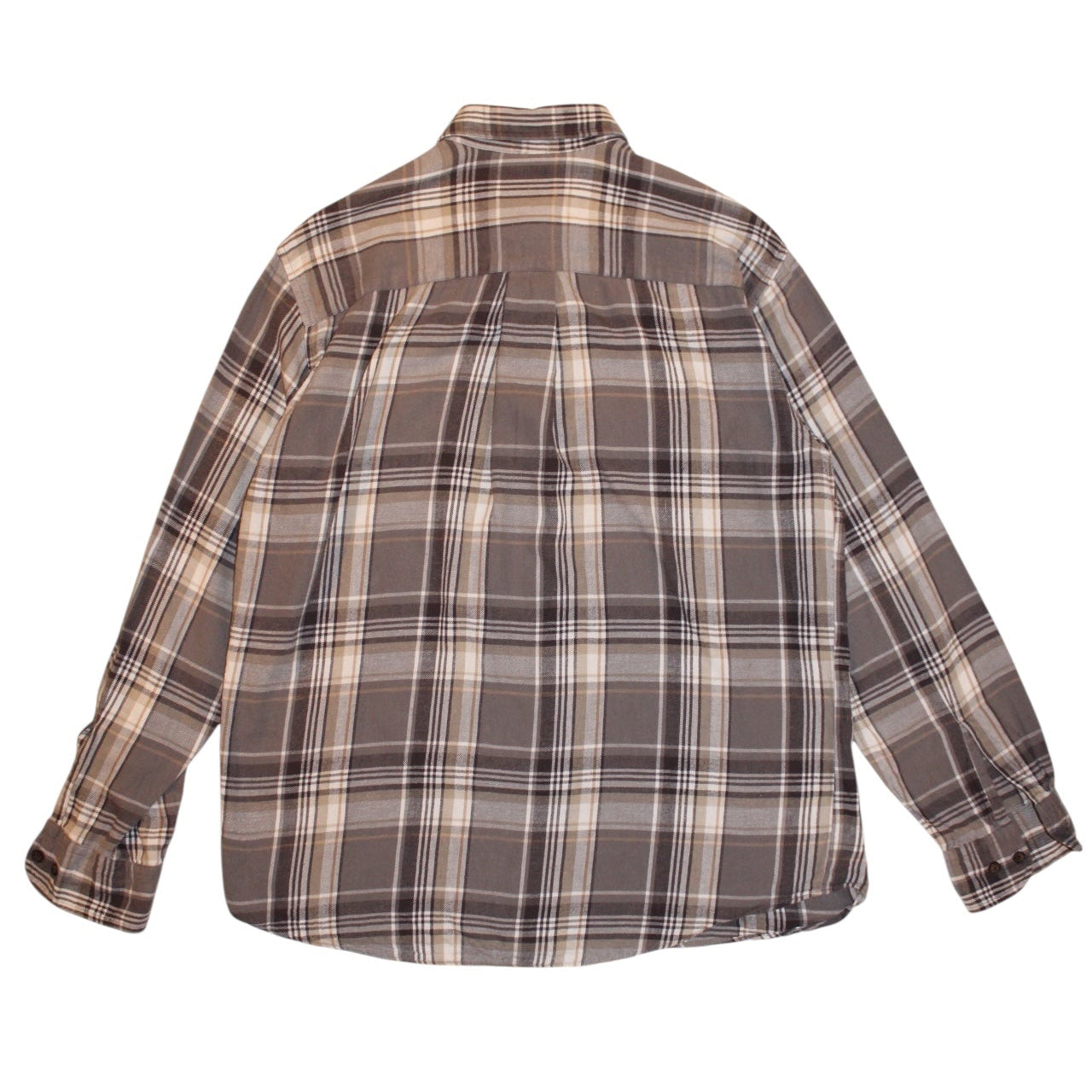 St. John's Bay Mens Grey Plaid Flannel Shirt (Size M)