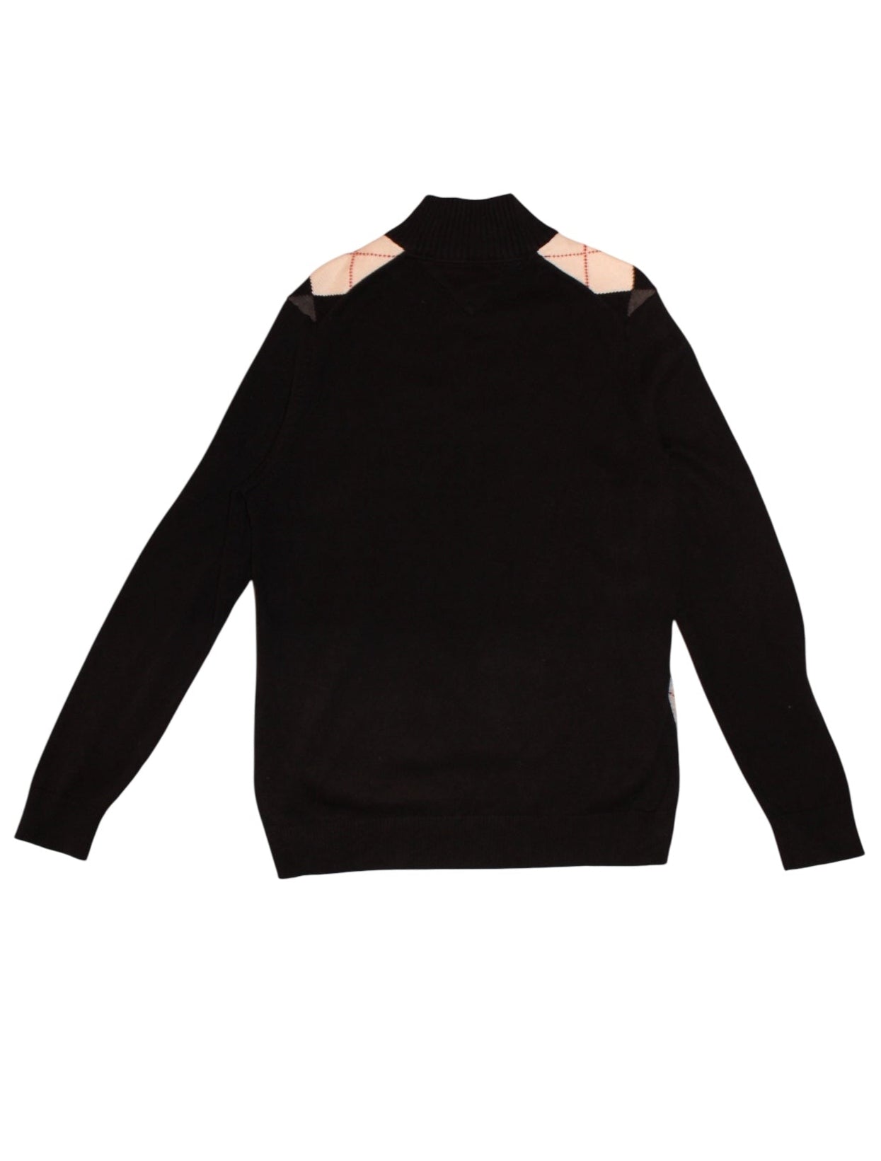 Tommy Hilfiger Mens Black Argyle Quarter Zip (Size M)