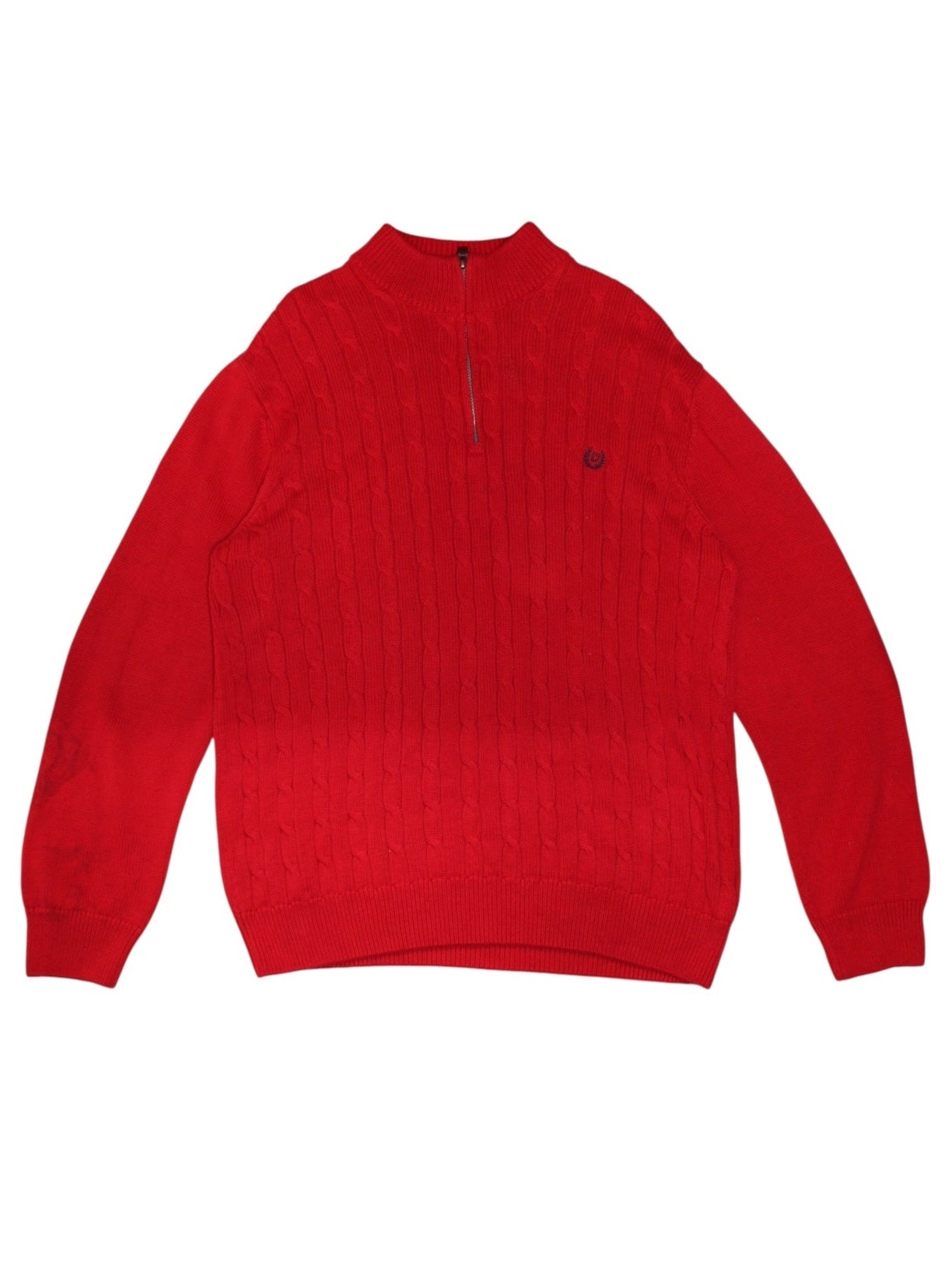 Chaps Ralph Lauren Mens Red Knitted Quarter Zip (Size XL)