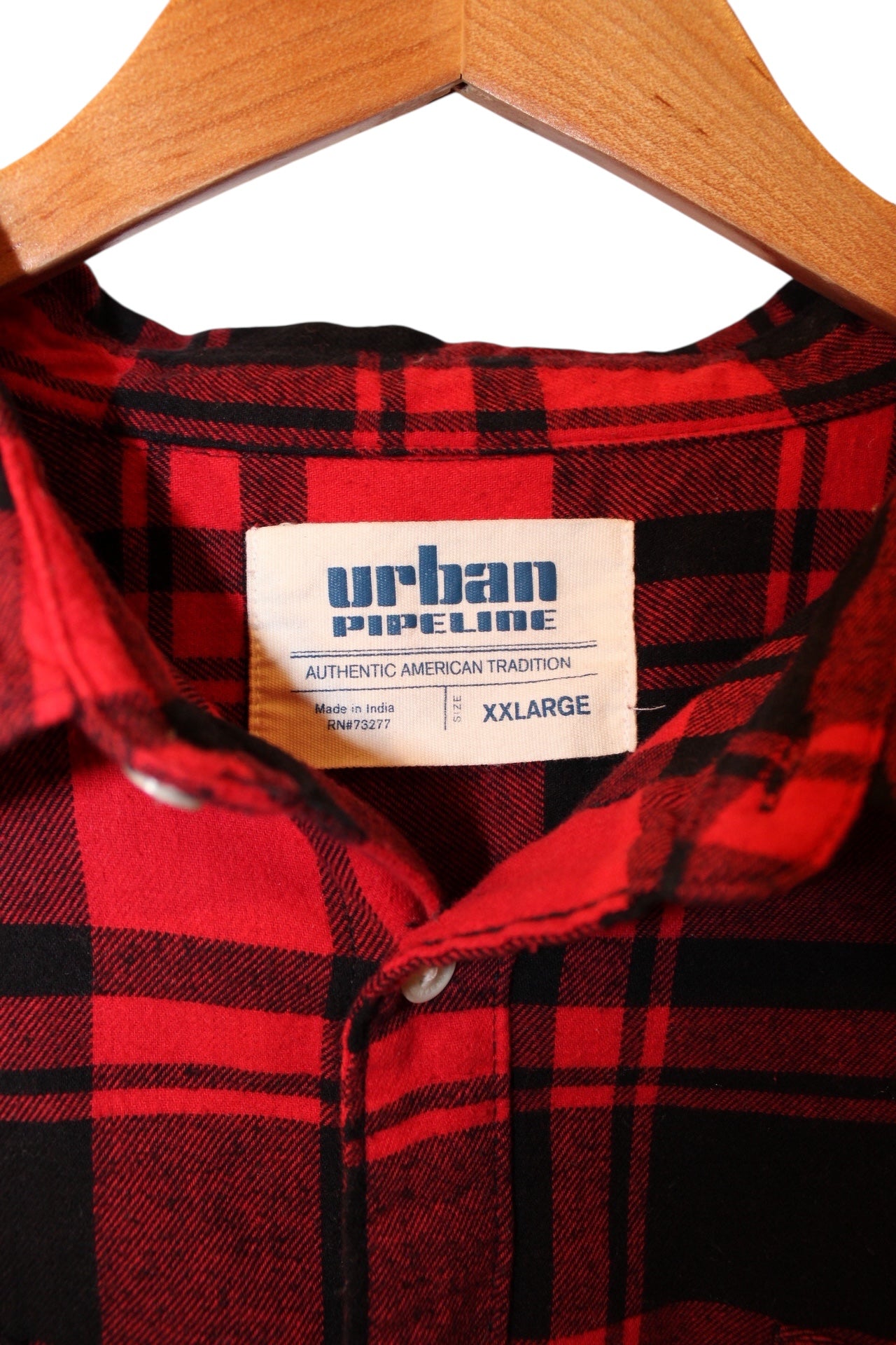Urban Pipeline Mens Red Plaid Flannel Shirt (Size XXL)