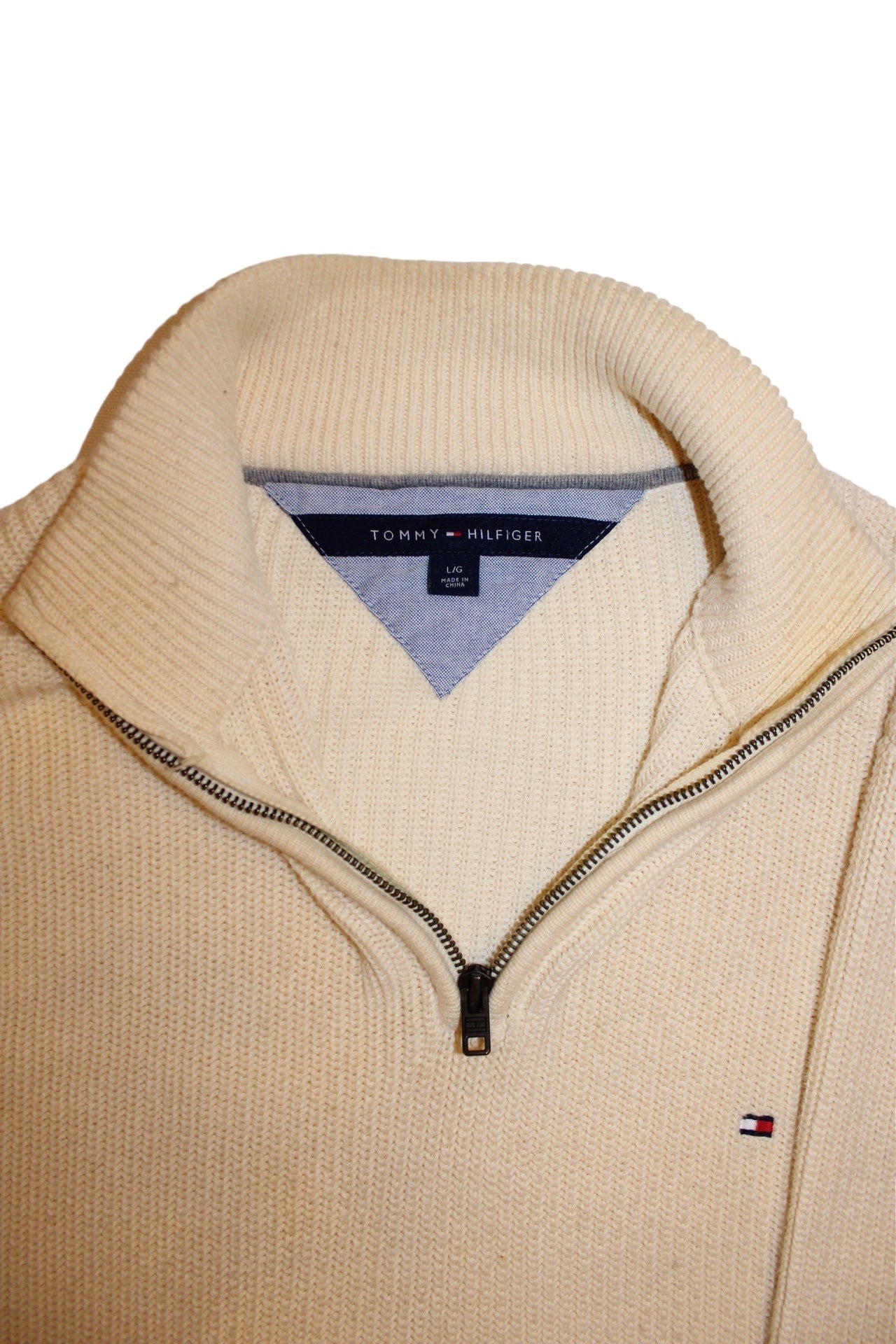 Tommy Hilfiger Mens Cream Knitted Sweater (Size XL)
