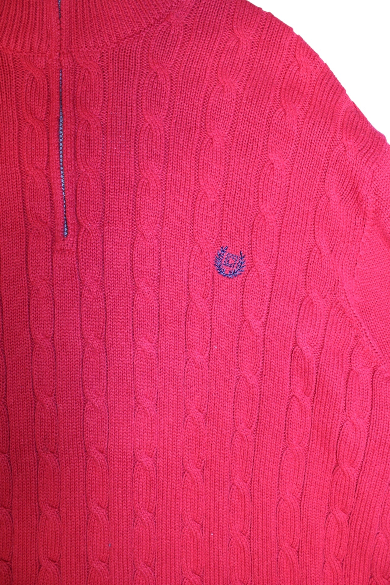 Chaps Ralph Lauren Mens Red Knitted Quarter Zip (Size XL)
