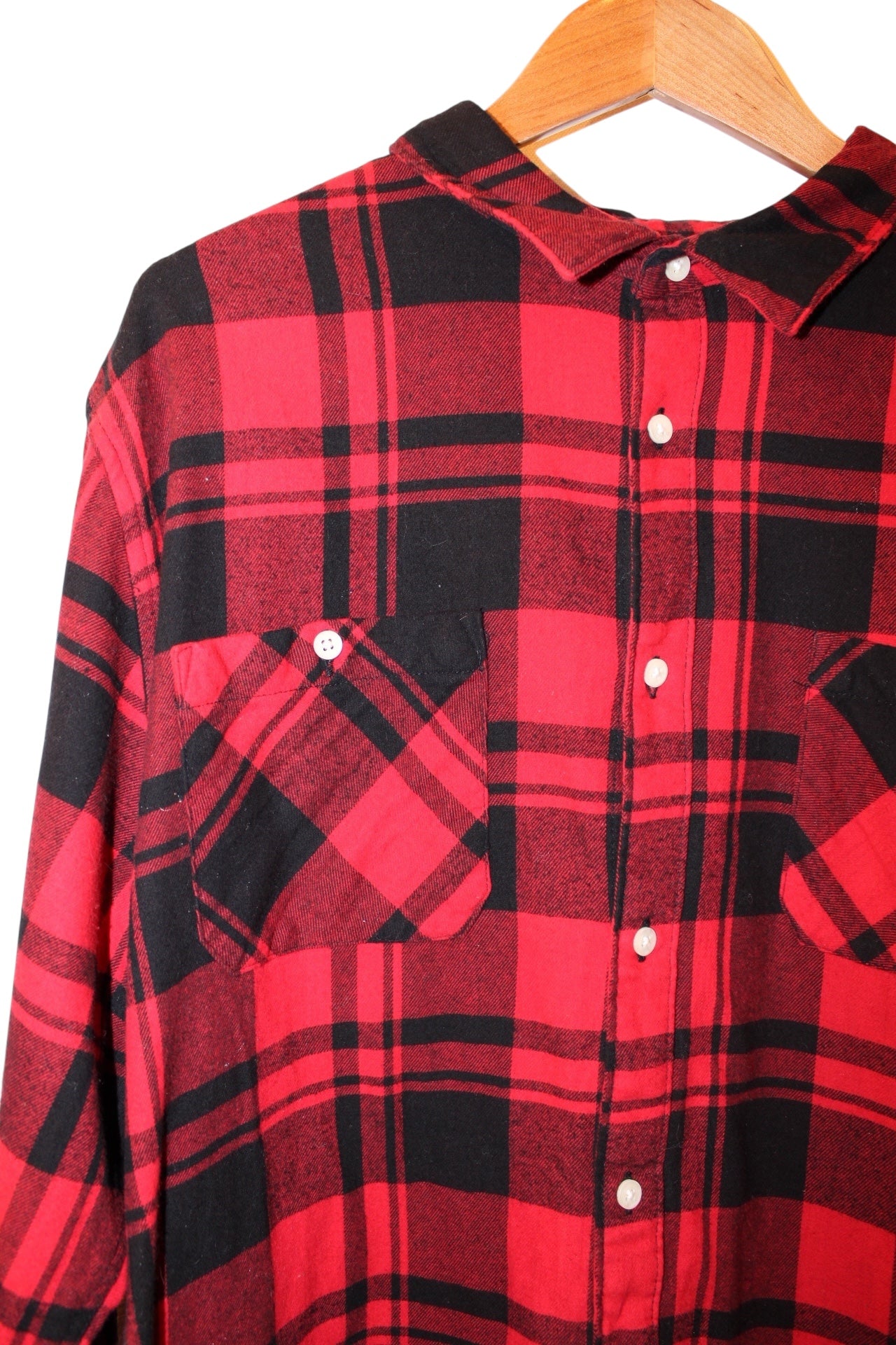 Urban Pipeline Mens Red Plaid Flannel Shirt (Size XXL)