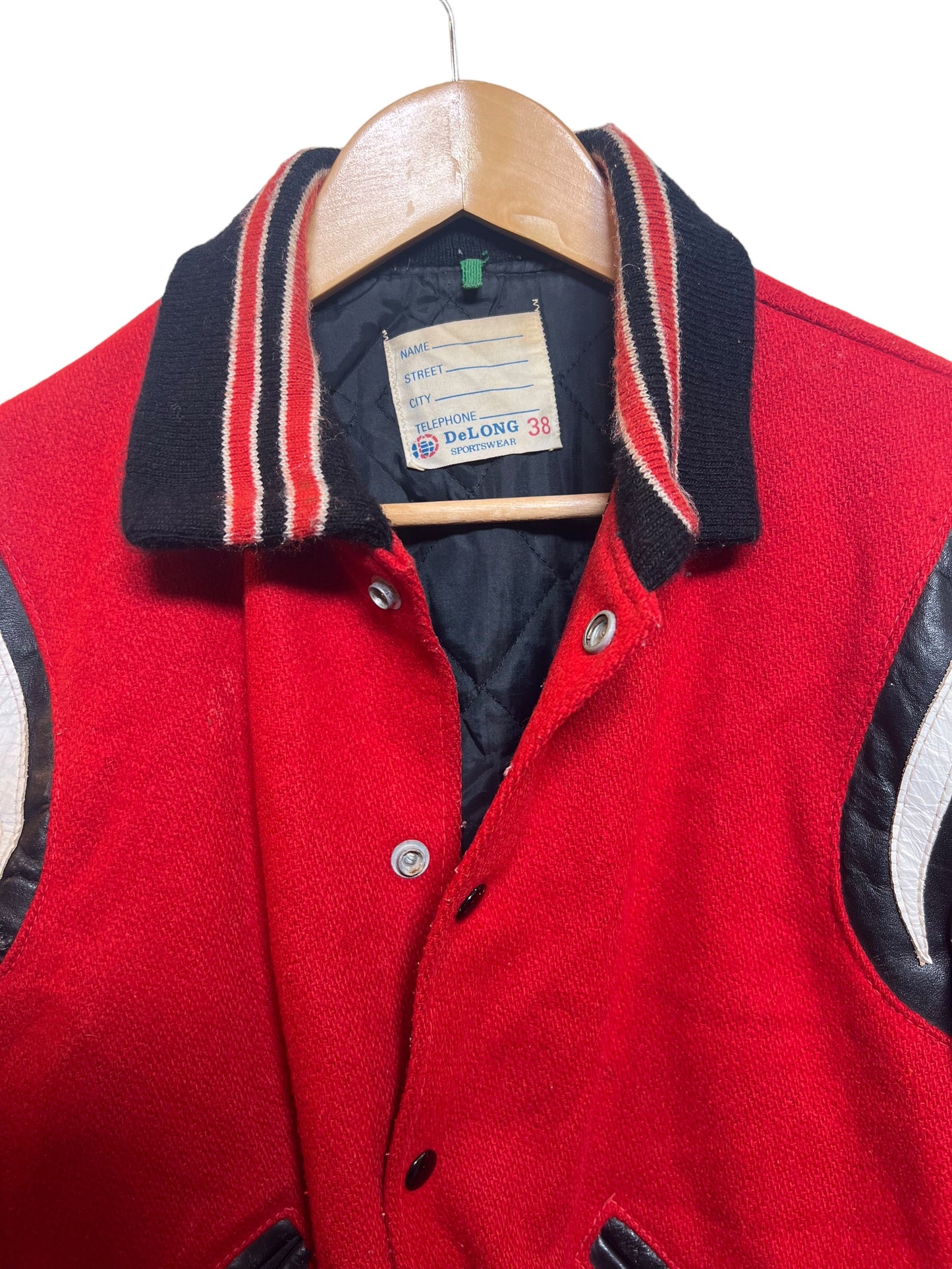 DeLong Sportswear Red Mens Varsity Jacket (Size L)