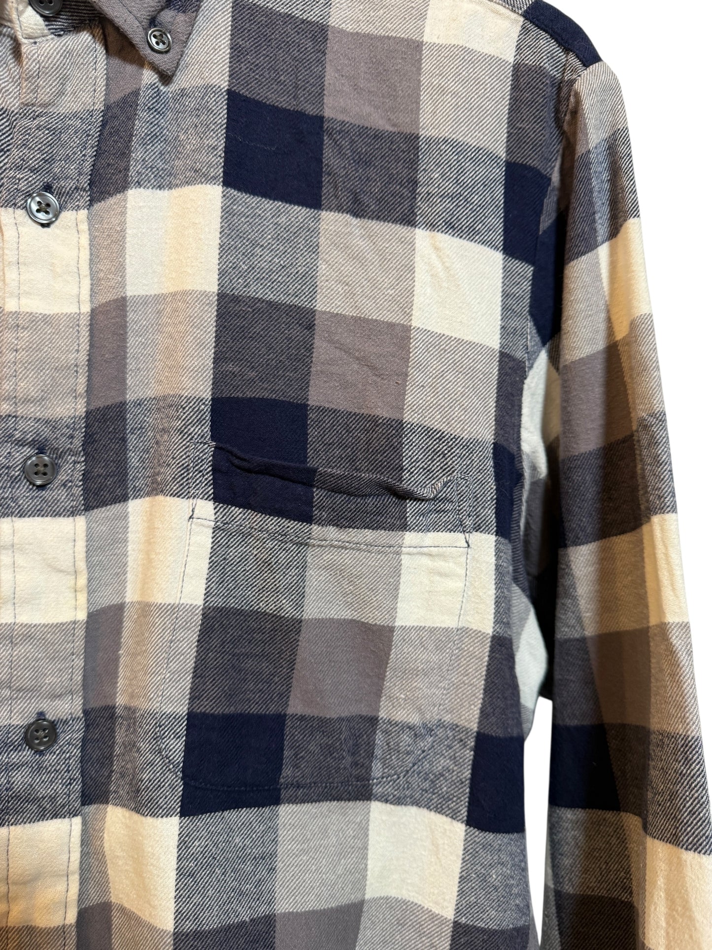 Club Room Mens Blue Plaid Flannels Shirt (Size L)