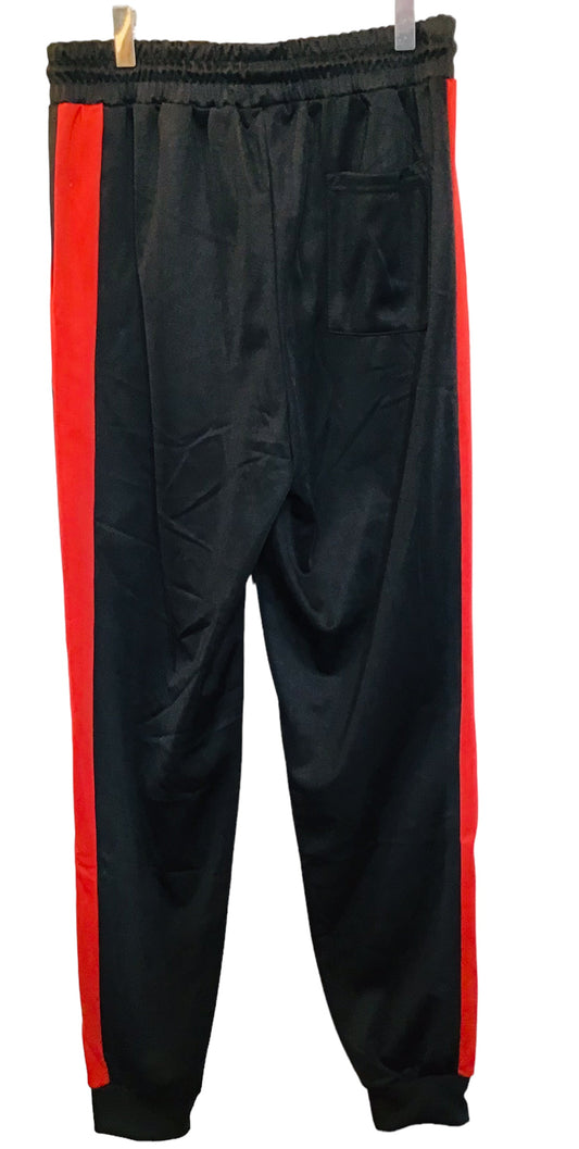 Single Striped Red and Black Pocketed Joggers (Size S)