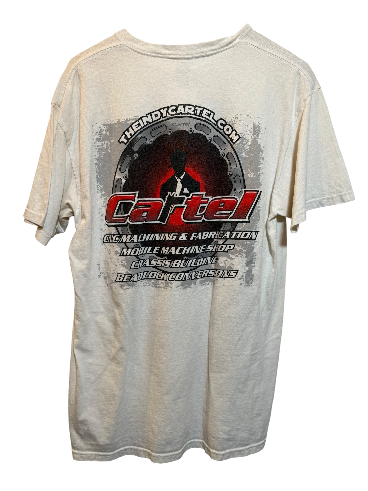 Cartel Machining Mens White T Shirt (Size L)