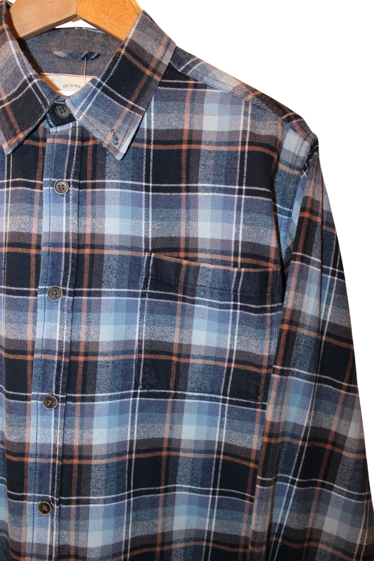 Weatherproof Vintage Mens Blue Plaid Flannel Shirt (Size M)