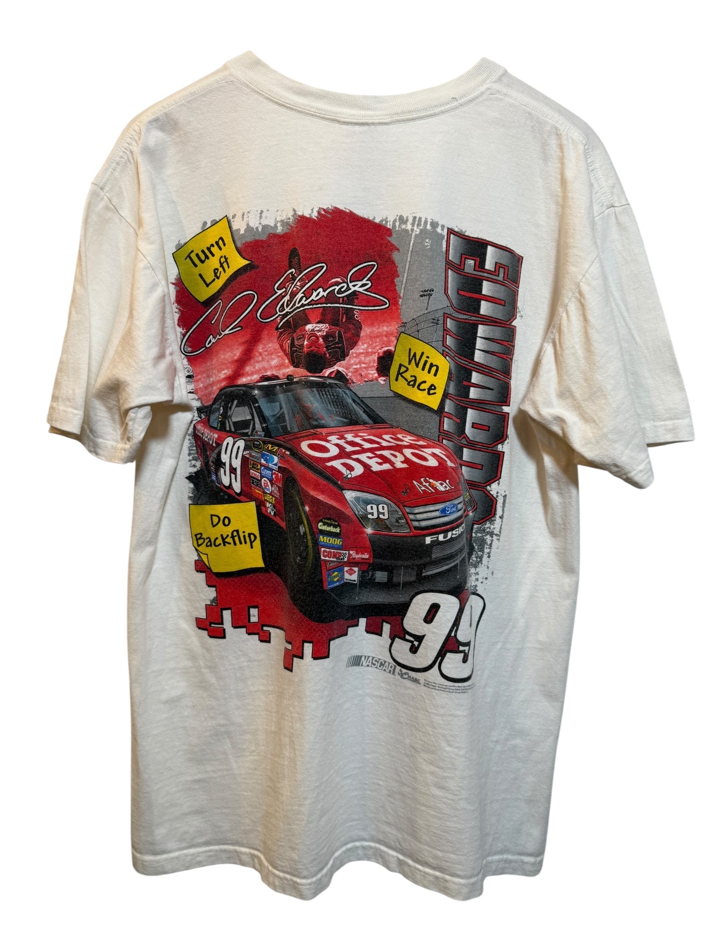Carl Edwards mens White T Shirt (Size XL)