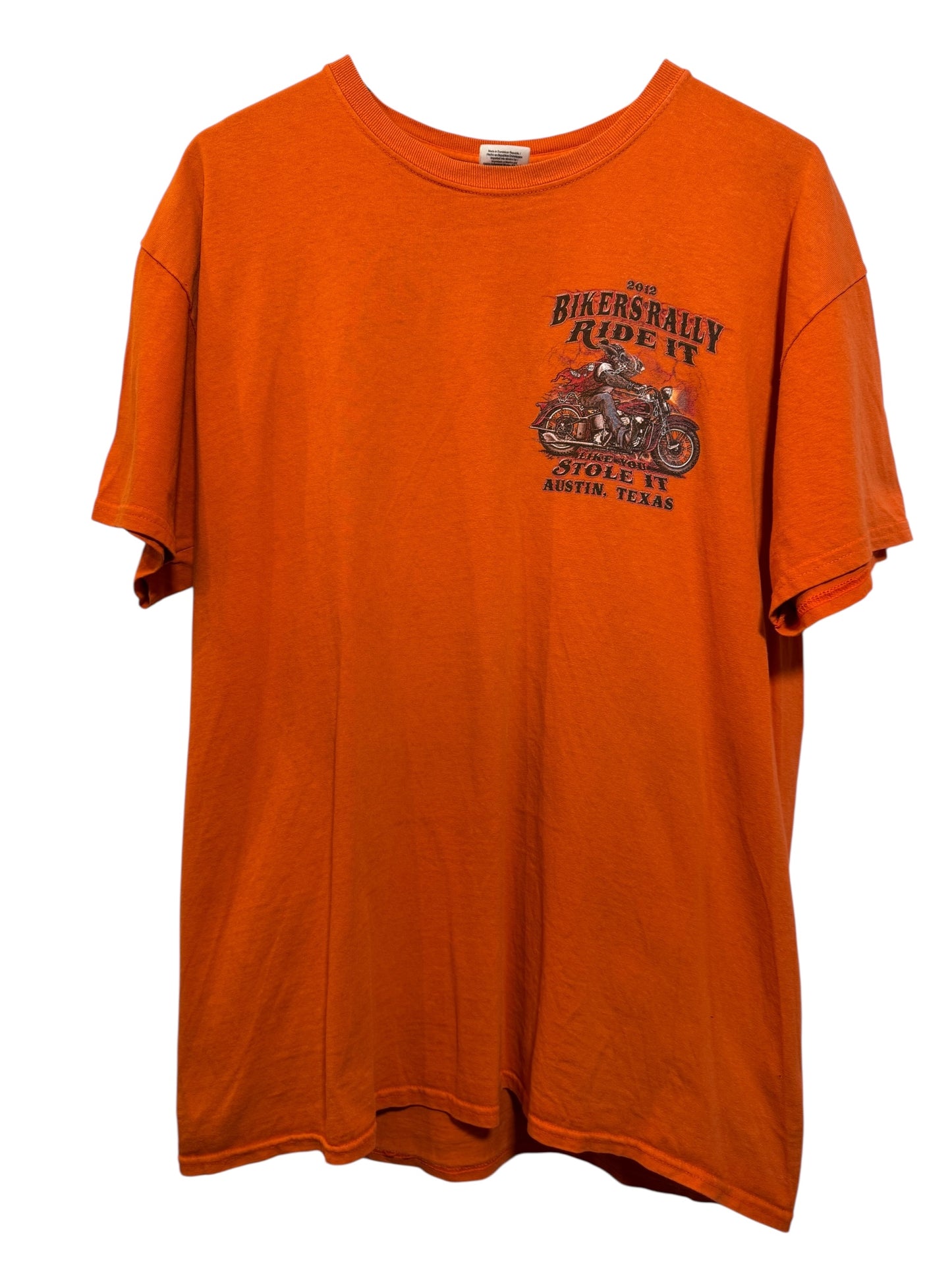 Bikers Rally Mens Orange T Shirt (Size XL)