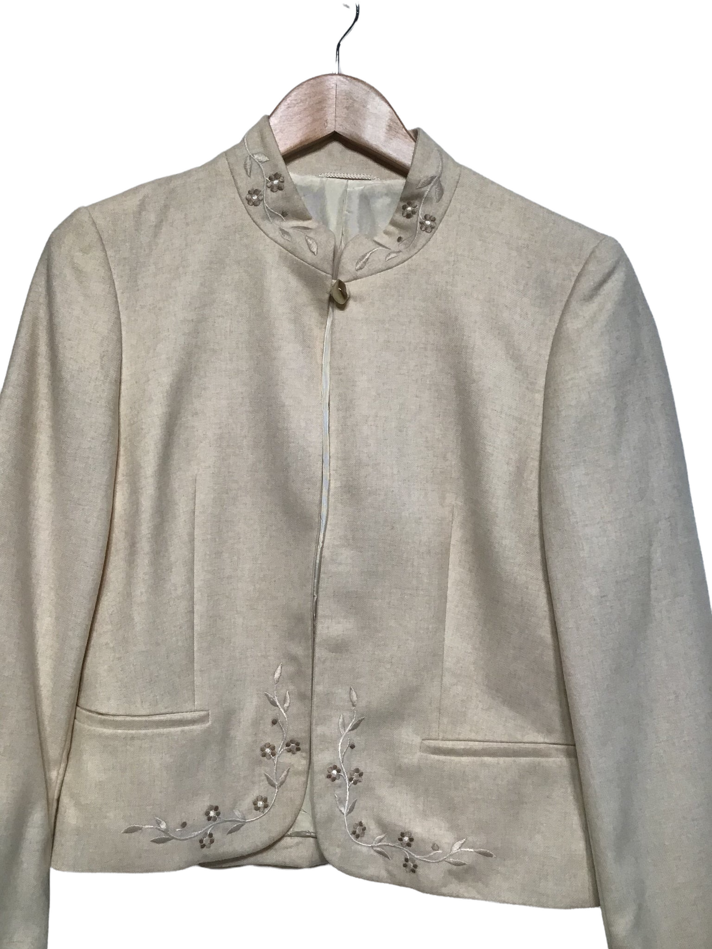 Cream Embroidered Blazer (Size S)