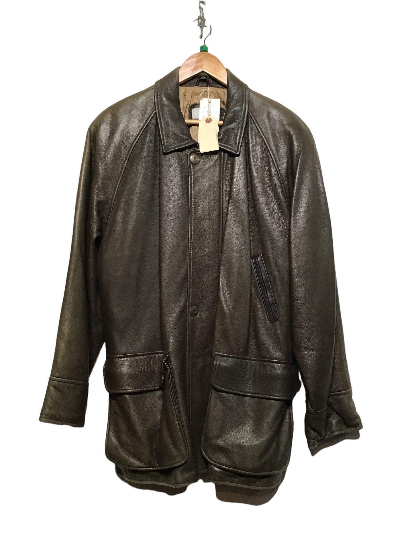 Muted Green Deerskin Leather Coat (Size XL)