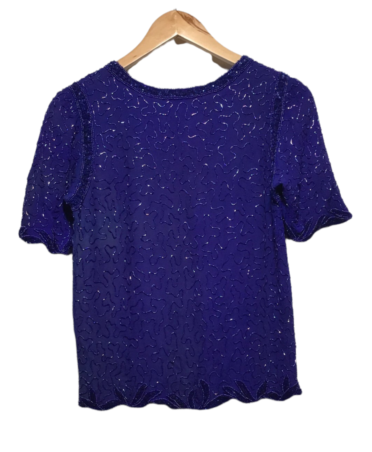 Embellished Silk Evening Top (Size S)