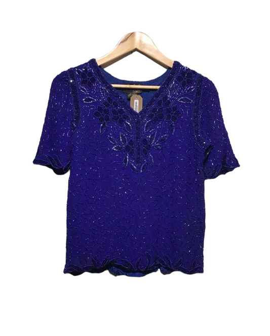 Embellished Silk Evening Top (Size S)