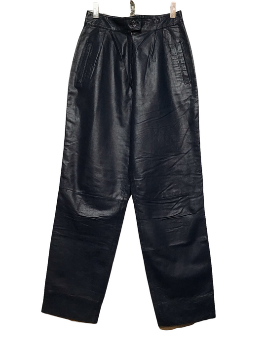 Navy Blue Leather Trousers (Size M)