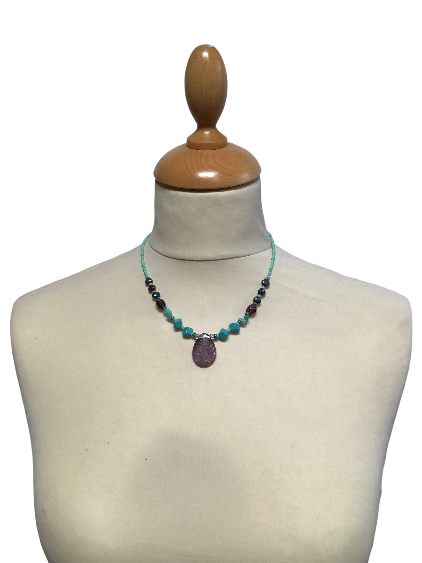 Purple Glass Pendant Necklace