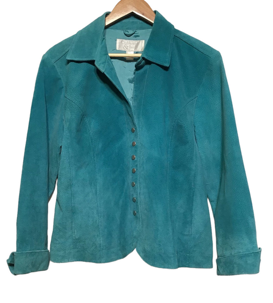 Christopher & Banks Turquoise Suede Jacket (Women’s Size XL)
