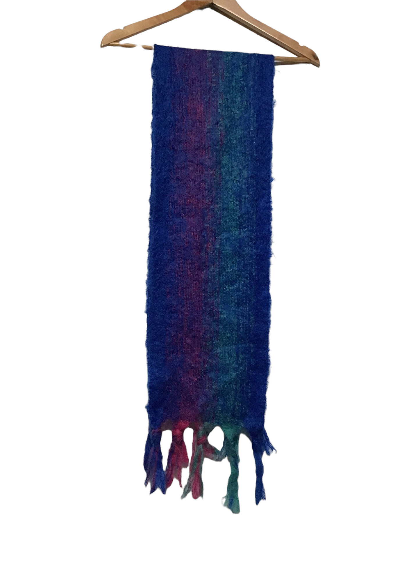Pure Mohair Blue Pink And Turquoise Scarf